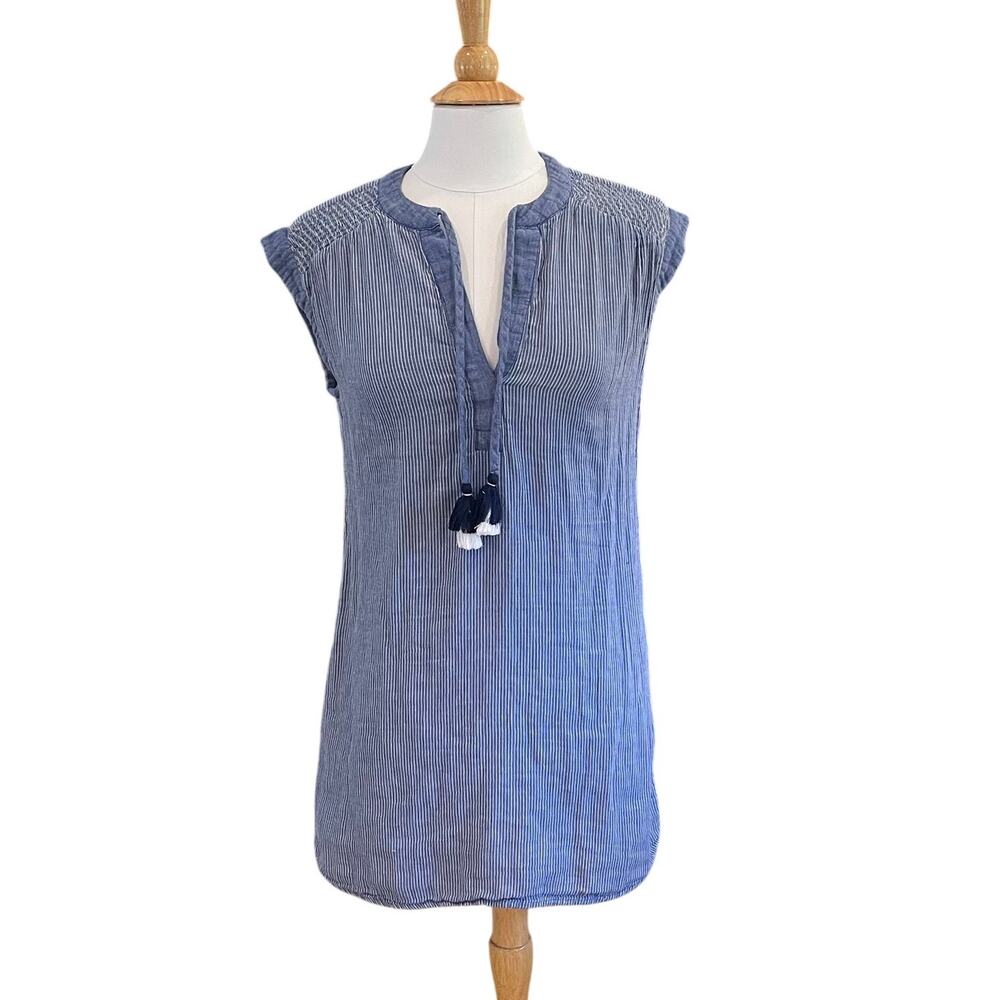 Vineyard Vines Blue White Striped Tunic Dress, Tassel Tie, Coastal, Size XS